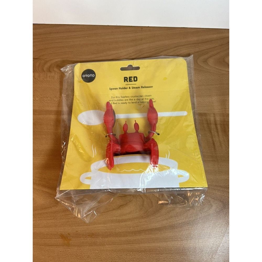 OTOTO Red The Crab Silicone Spoon Utensil Holder & Steam Releaser NEW